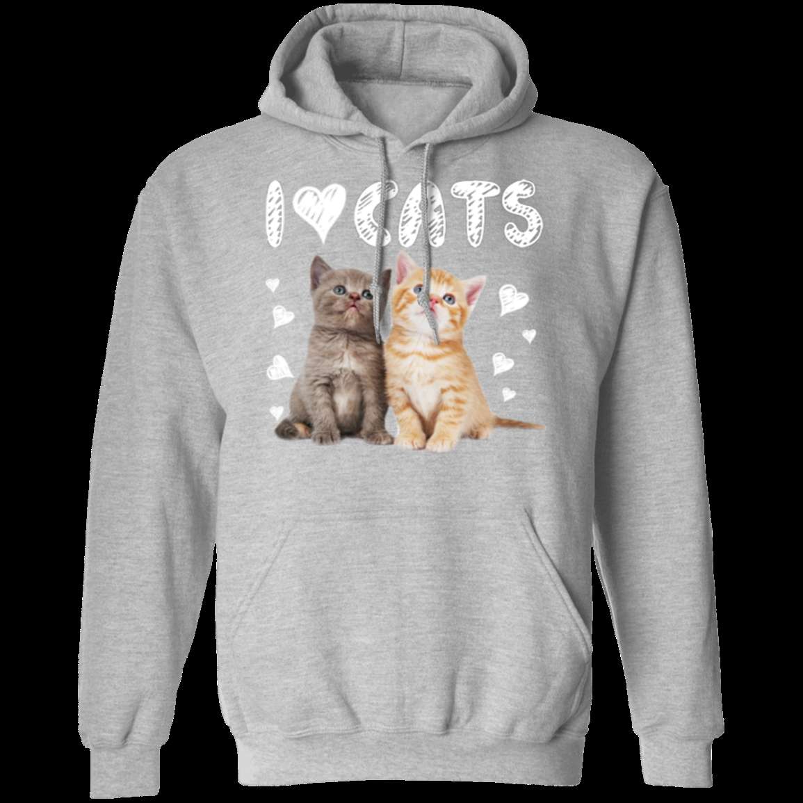 I LOVE CATS LADIES Pullover Hoodie 8 oz