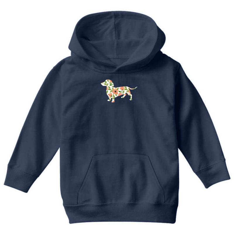 Dachshund Flower Youth Hoodie by MDK ART