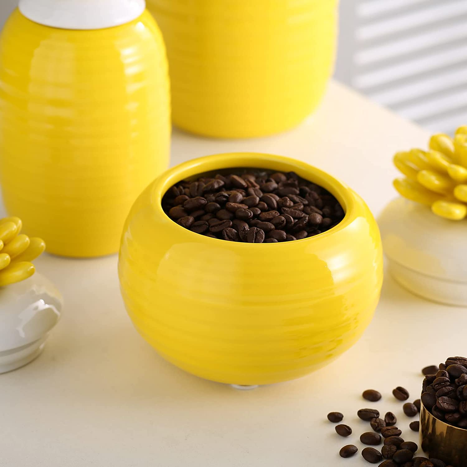 Ceramic Food Storage Jar with Airtight Lid - 3-Piece Set