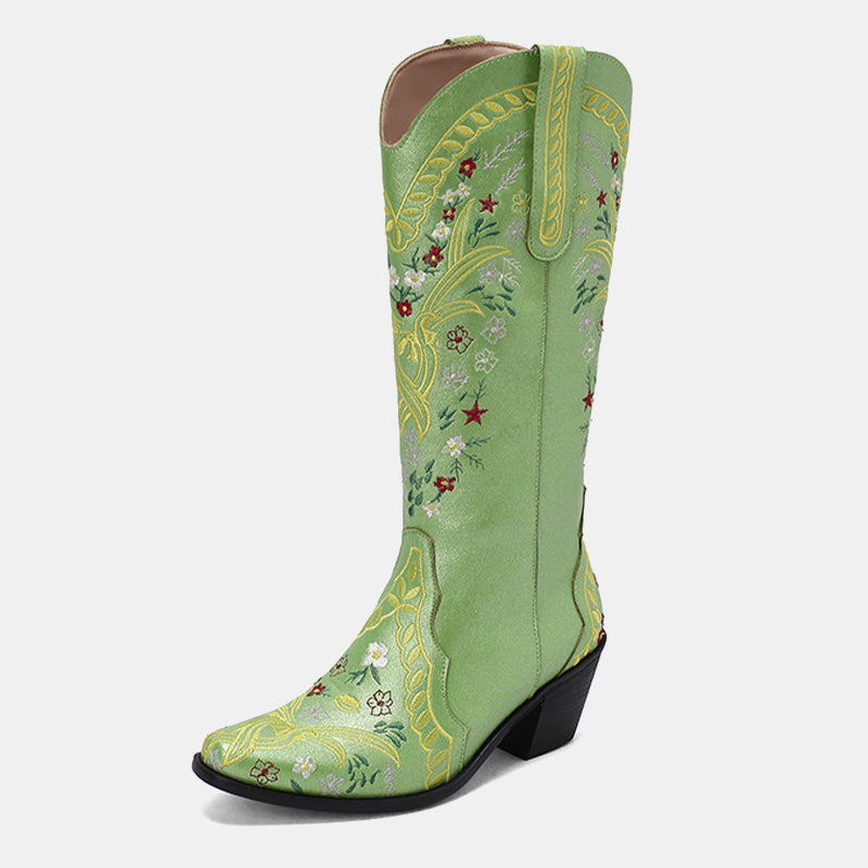 Gardenia Floral Embroidery Boots