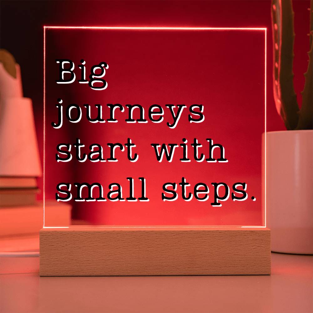 Start With Small Steps - Motivational Acrylic with LED Night Light - Inspirational Home Decor - Perfect Gift