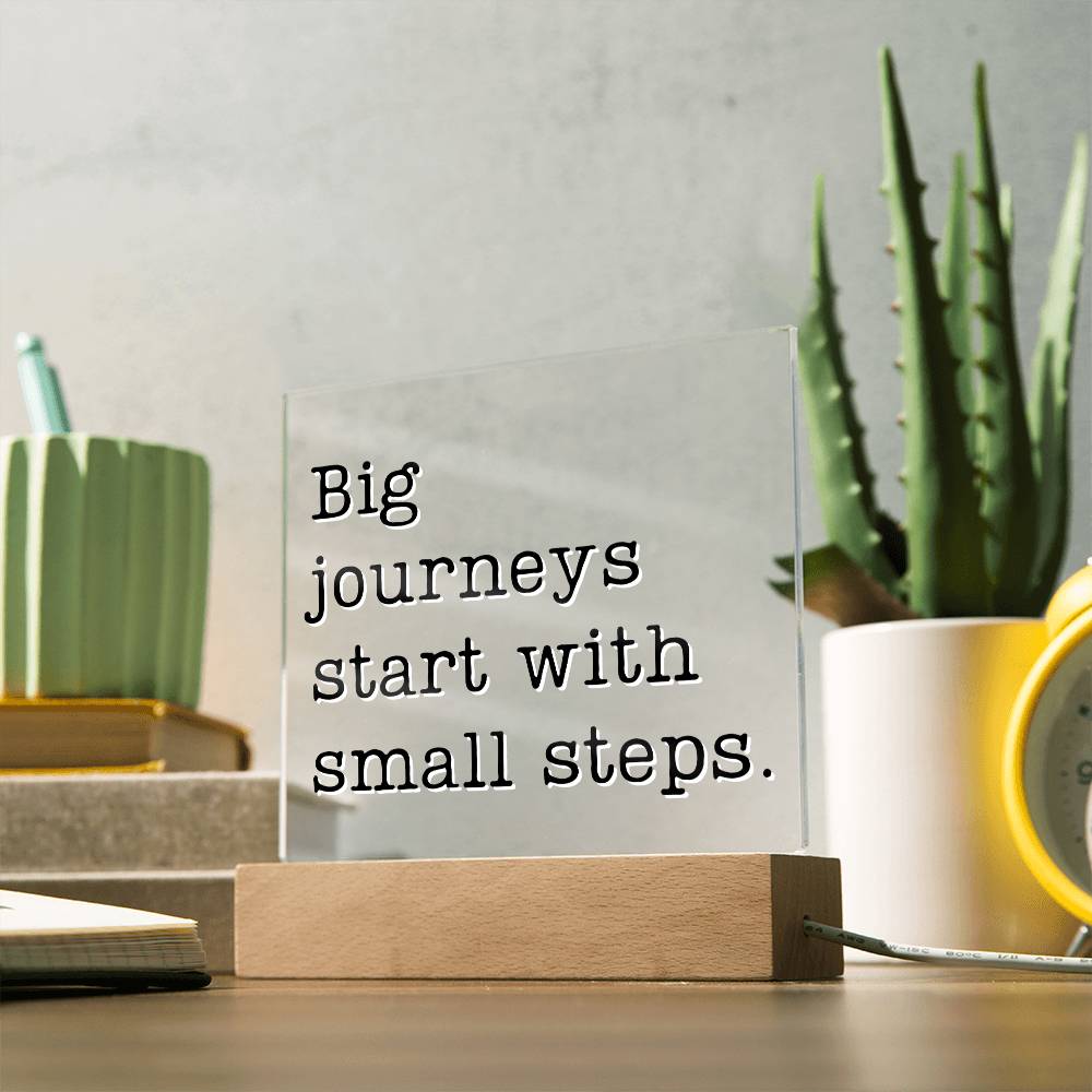 Start With Small Steps - Motivational Acrylic with LED Night Light - Inspirational Home Decor - Perfect Gift
