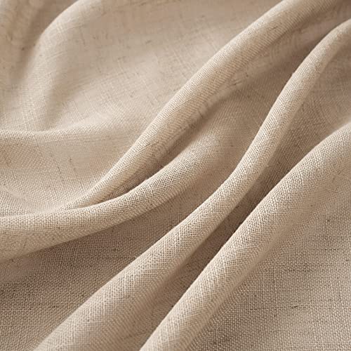 MIULEE Camel Beige Linen Curtains - 84 Inch Length, Semi-Sheer Light Filtering, Farmhouse Decor (2 Panels)