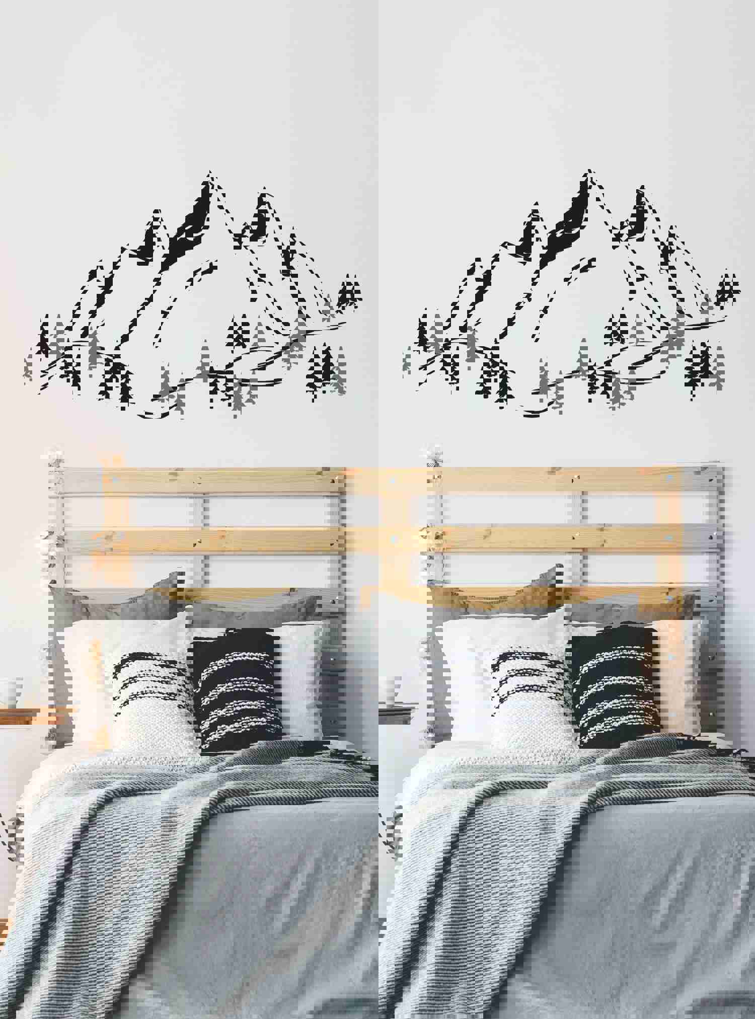 Mountains Wall Decal with Trees - Nature-Inspired Home Decor
