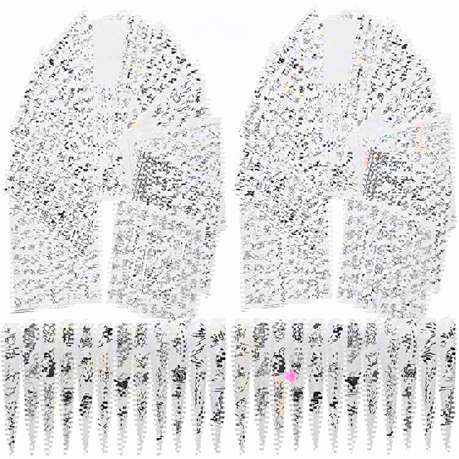 NAIL ANGEL 12 Sheets Nail Art Adhesive Sticker Sheets - Black Crown, Beauty Flower, Butterfly Shapes
