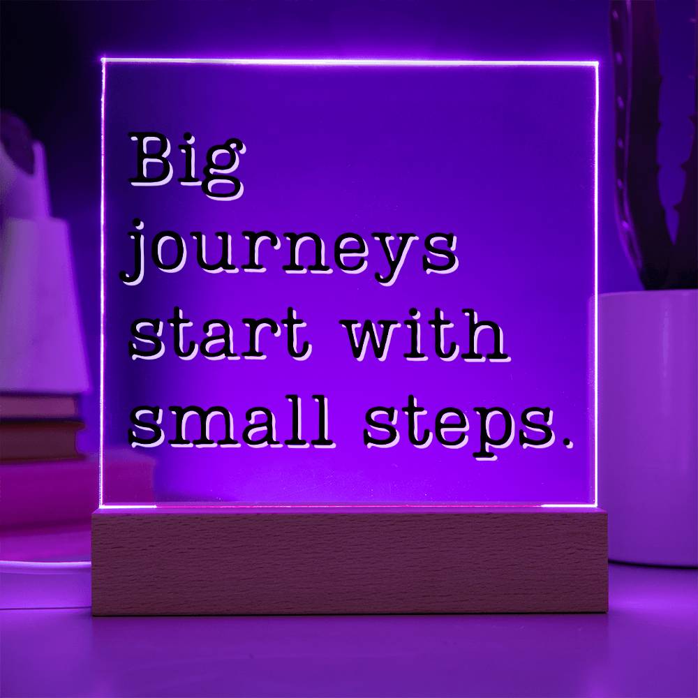 Start With Small Steps - Motivational Acrylic with LED Night Light - Inspirational Home Decor - Perfect Gift