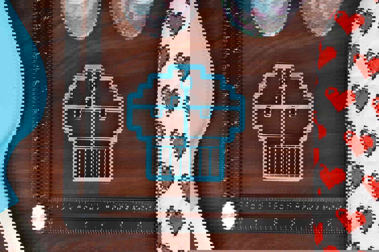 Pixel Foods Set 2 Cookie Cutters - Pixel Cupcake, Pixel Donut, Pixel Muffin, Pixel Popsicle, Pixel Soda