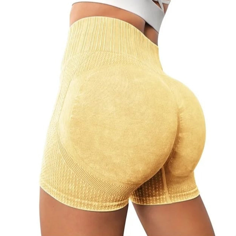 High Waist Fitness Shorts - Nylon & Spandex, Solid Color
