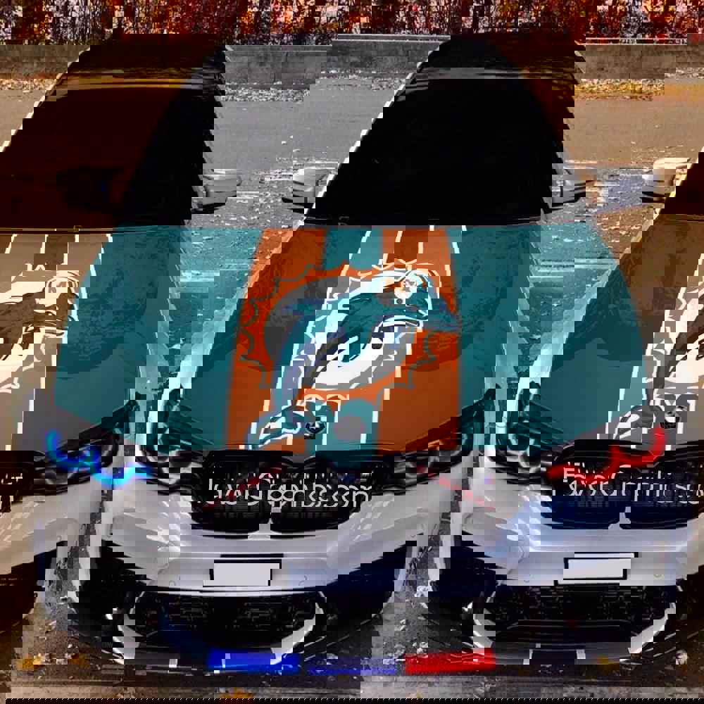 Miami Dolphins Itasha Car Vinyl Hood Wrap Decal Sticker