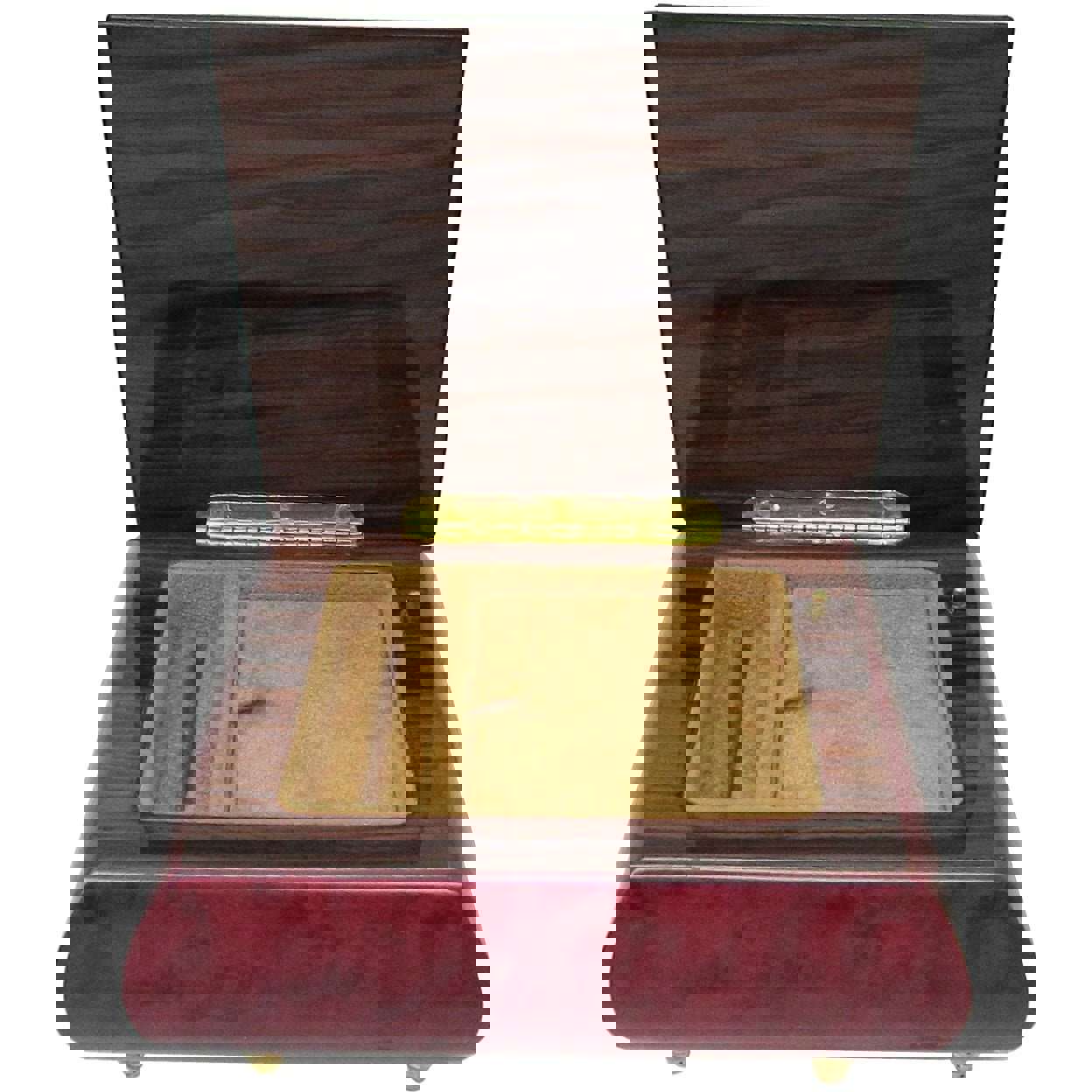 Italian Music Box, 5, Red Wine with Heart Floral Inlay