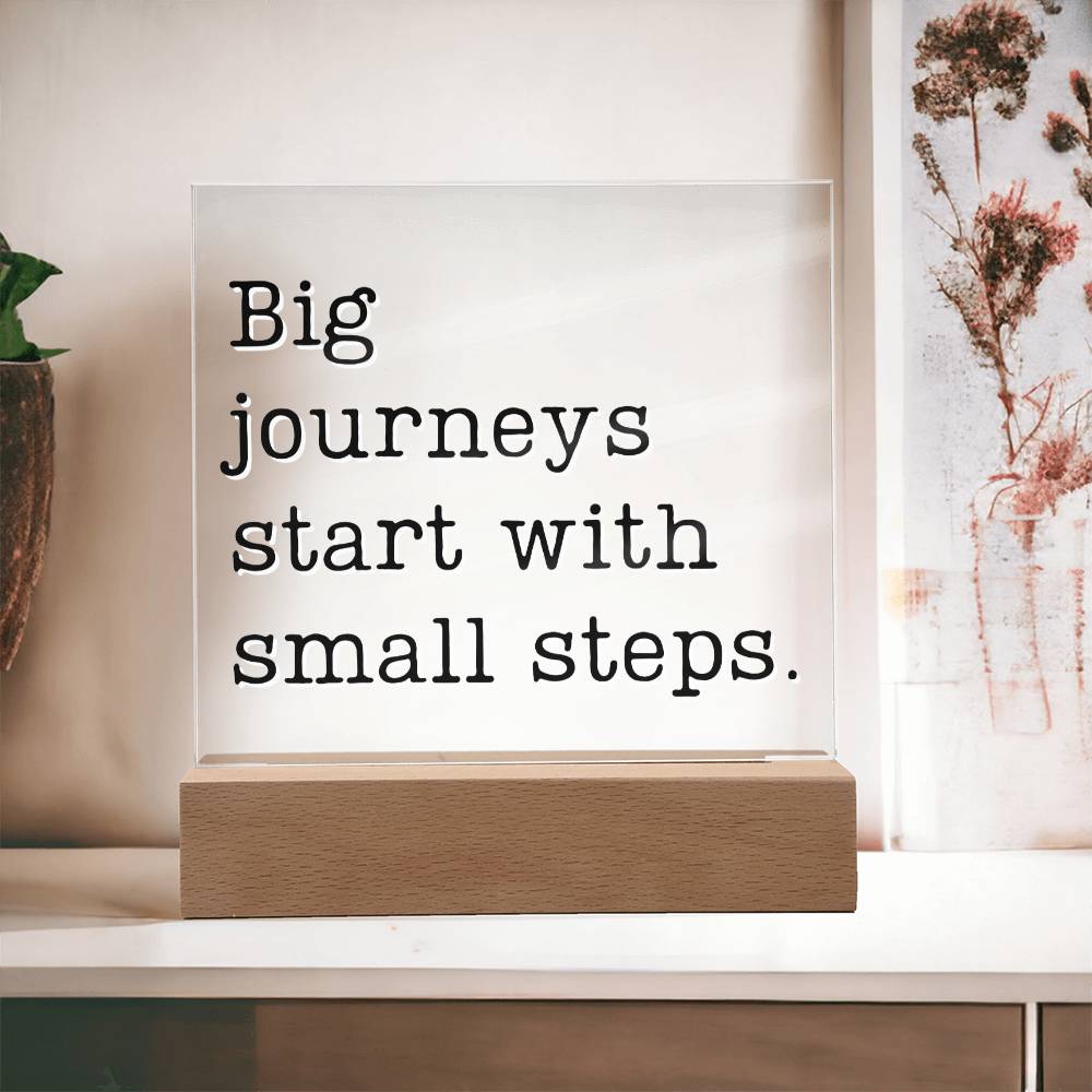 Start With Small Steps - Motivational Acrylic with LED Night Light - Inspirational Home Decor - Perfect Gift