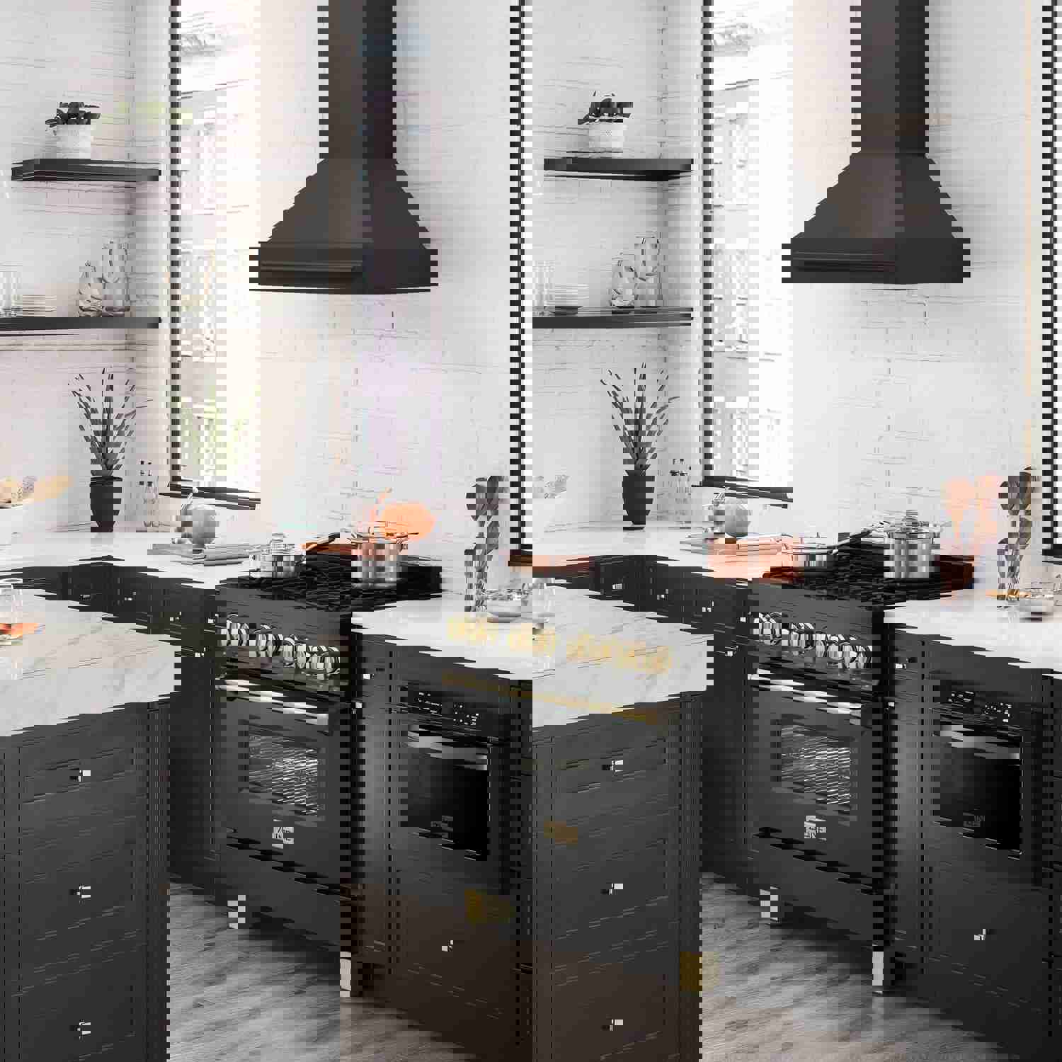 ZLINE 36-Inch Black Stainless Steel Wall Mount Range Hood (BS655-36-BS)
