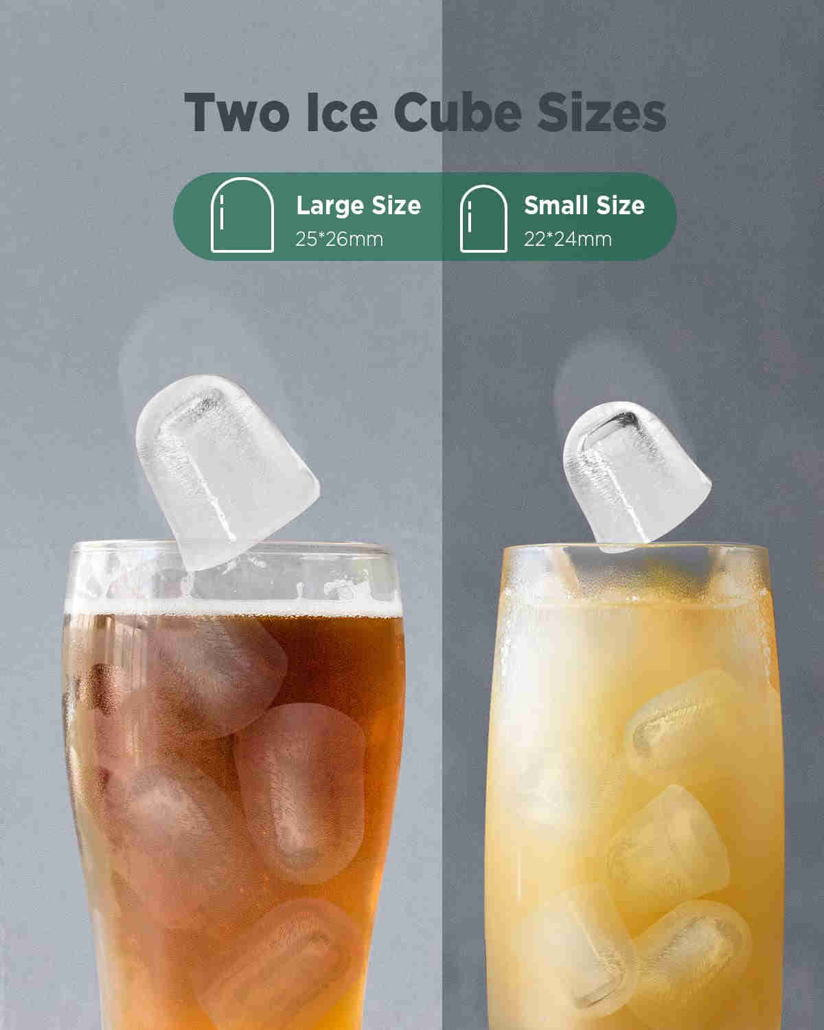 Countertop Ice Maker - 9 Cubes in 6 Mins, 26Lbs/24Hrs, Self-Cleaning with Ice Scoop & Basket, 2 Sizes Bullet Ice, White