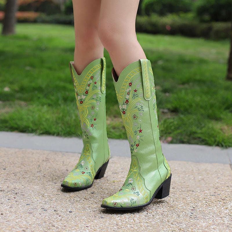 Gardenia Floral Embroidery Boots