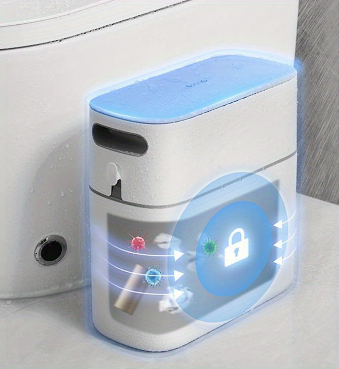1pc Large Capacity Automatic Packing Trash Can with Lid for Household Toilet