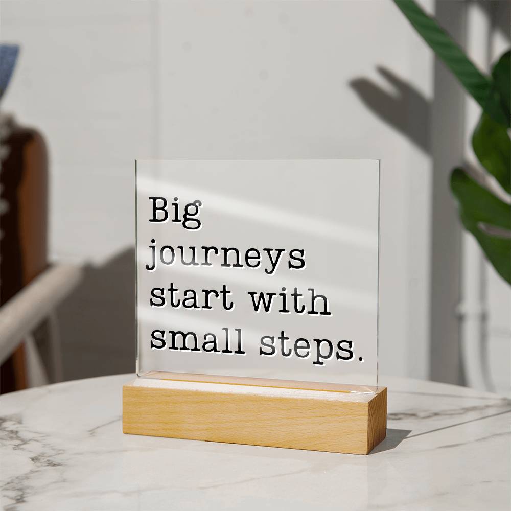 Start With Small Steps - Motivational Acrylic with LED Night Light - Inspirational Home Decor - Perfect Gift