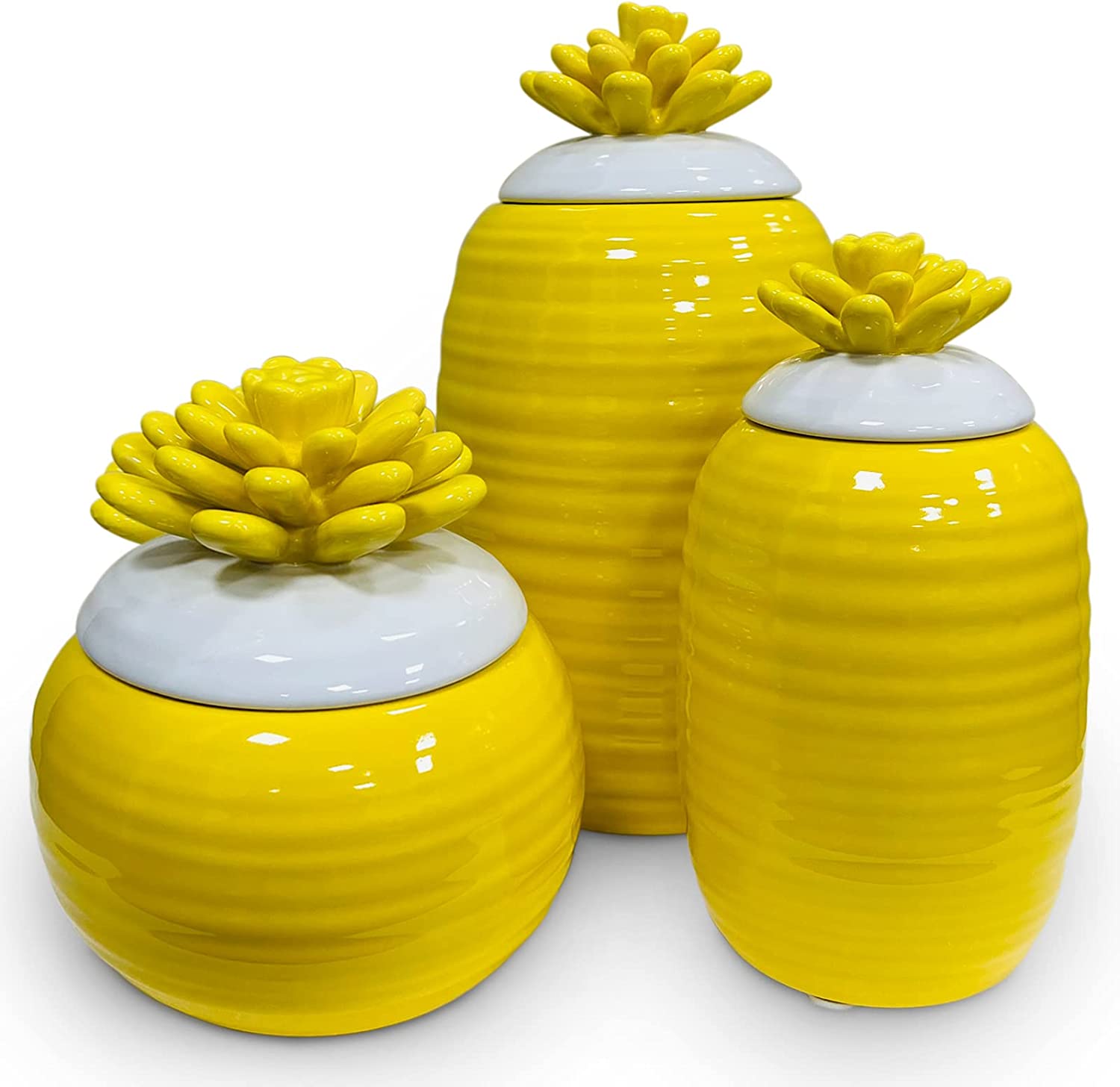 Ceramic Food Storage Jar with Airtight Lid - 3-Piece Set