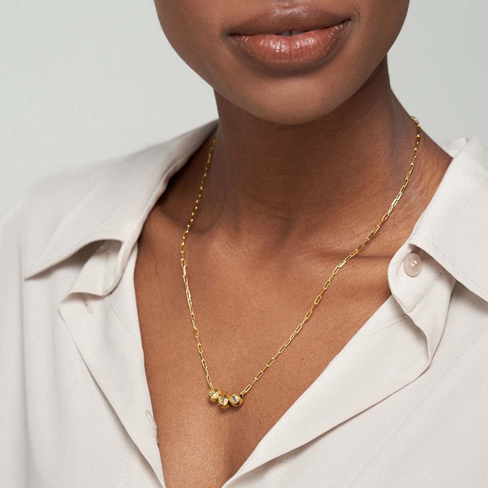 Custom Text Bead Necklace Personalized Silver Name Necklace Jewelry Design for Mother's Day Gift