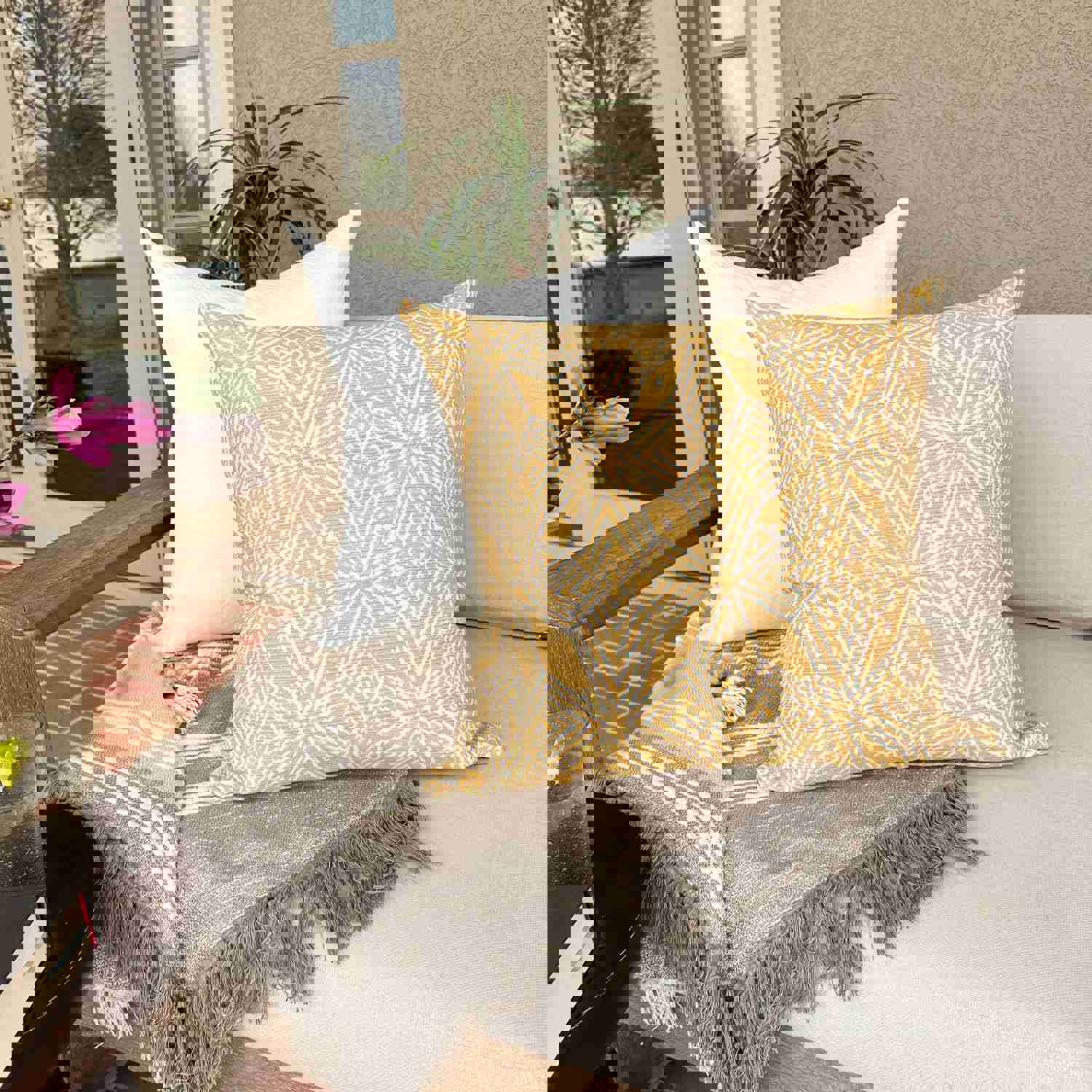 Twila Yellow Outdoor Pillow Cover