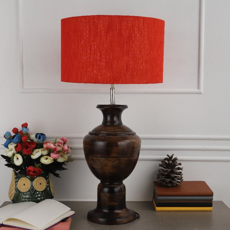 BTR CRAFTS Spotted Wooden Big Matki Table Lamp (Bulb not Included)