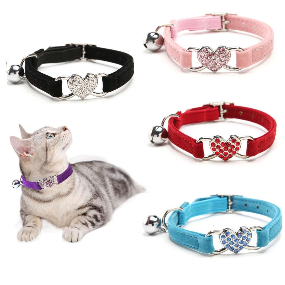 Velvet Breakaway Cat Collar with Bell - Pet Supplies for Cats and Dogs
