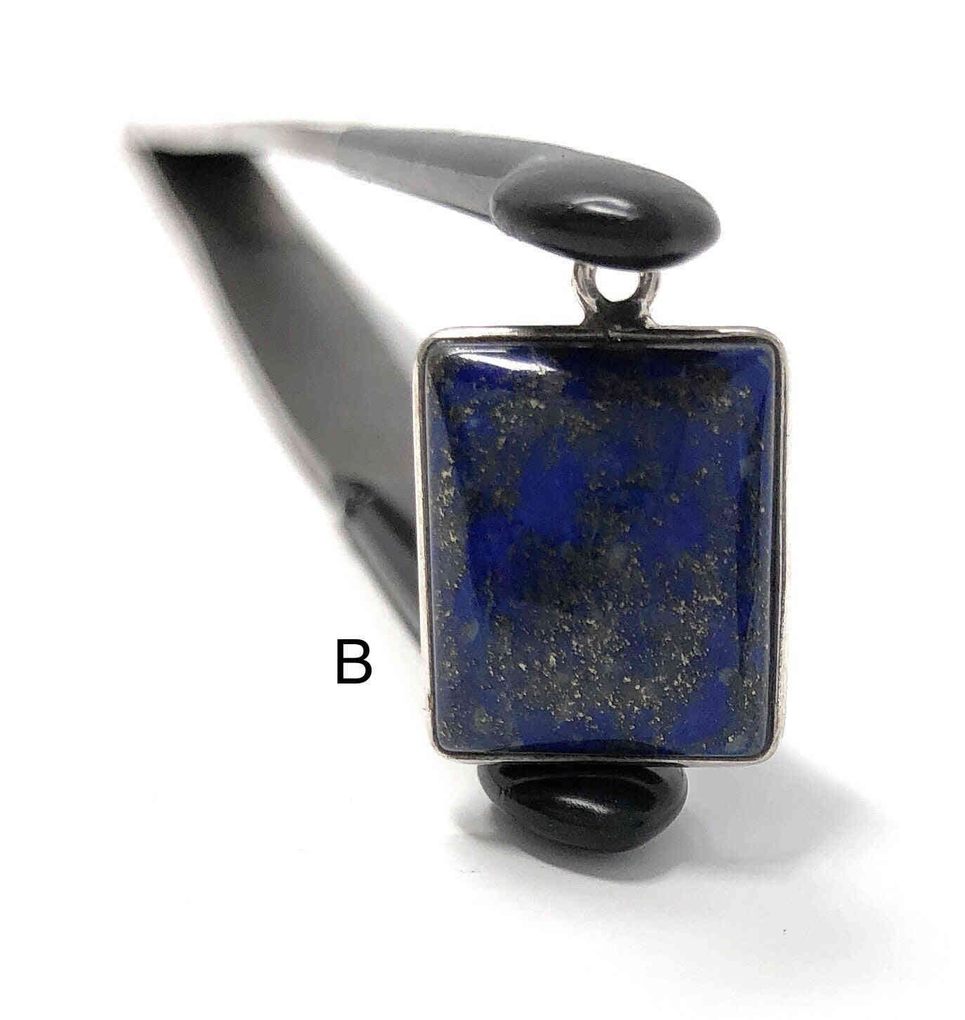 Sterling Silver Natural Lapis Lazuli Bezel Charm for Jewelry Making