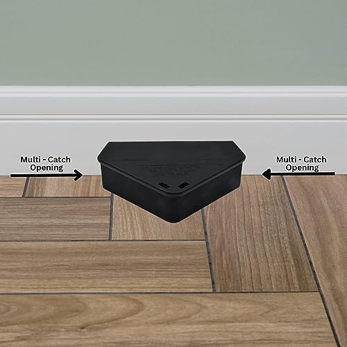 Mouse Bait Station with Keys - Child and Pet Safe Tamper Resistant Corner Unit Mini Rodent Trap Bait Stations - Heavy Duty and Reusable for Home, Indoor Outdoor Use (12 Pack, 3 Key - Black)
