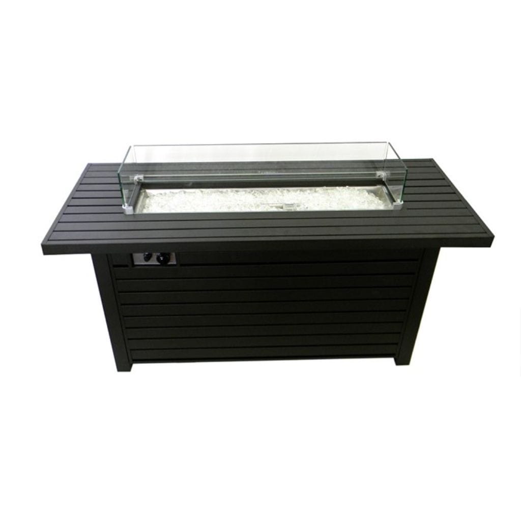 22 Black Mocha Rectangle Fire Pit with Wind Screen - AZ Patio Heaters
