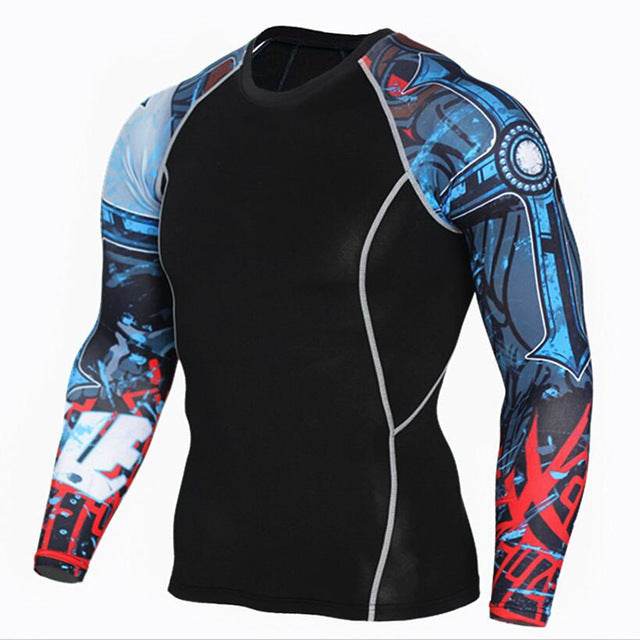 Plus Size 2pcs/set Men's Tracksuit Sport Suit Gym Fitness Compression Clothing
