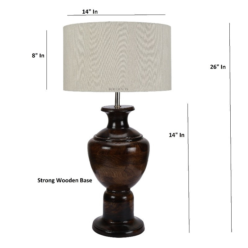 BTR CRAFTS Spotted Wooden Big Matki Table Lamp (Bulb not Included)