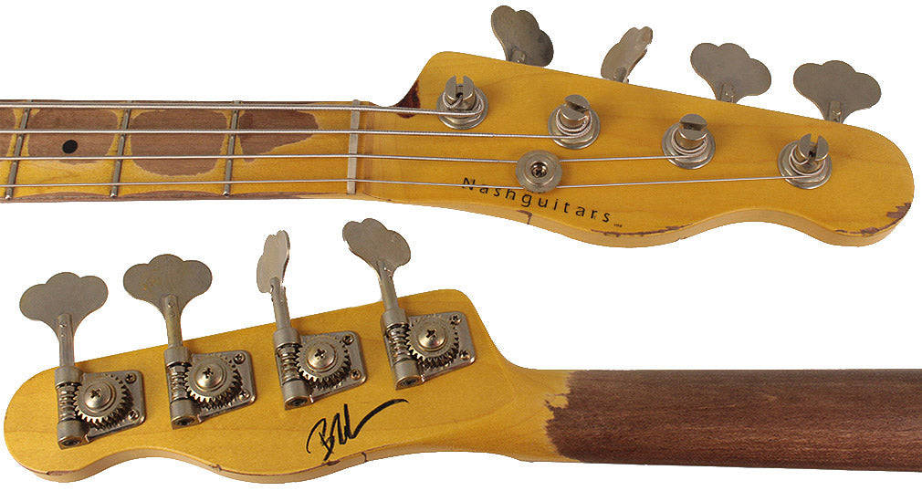 Nash PB-55 Bass Guitar, 2-Tone Sunburst, Heavy Aging