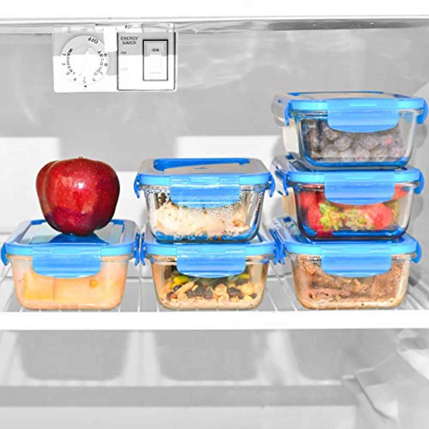 6-Pack, 28oz Glass Meal Prep Containers with BPA-Free Locking Lids by Elacra