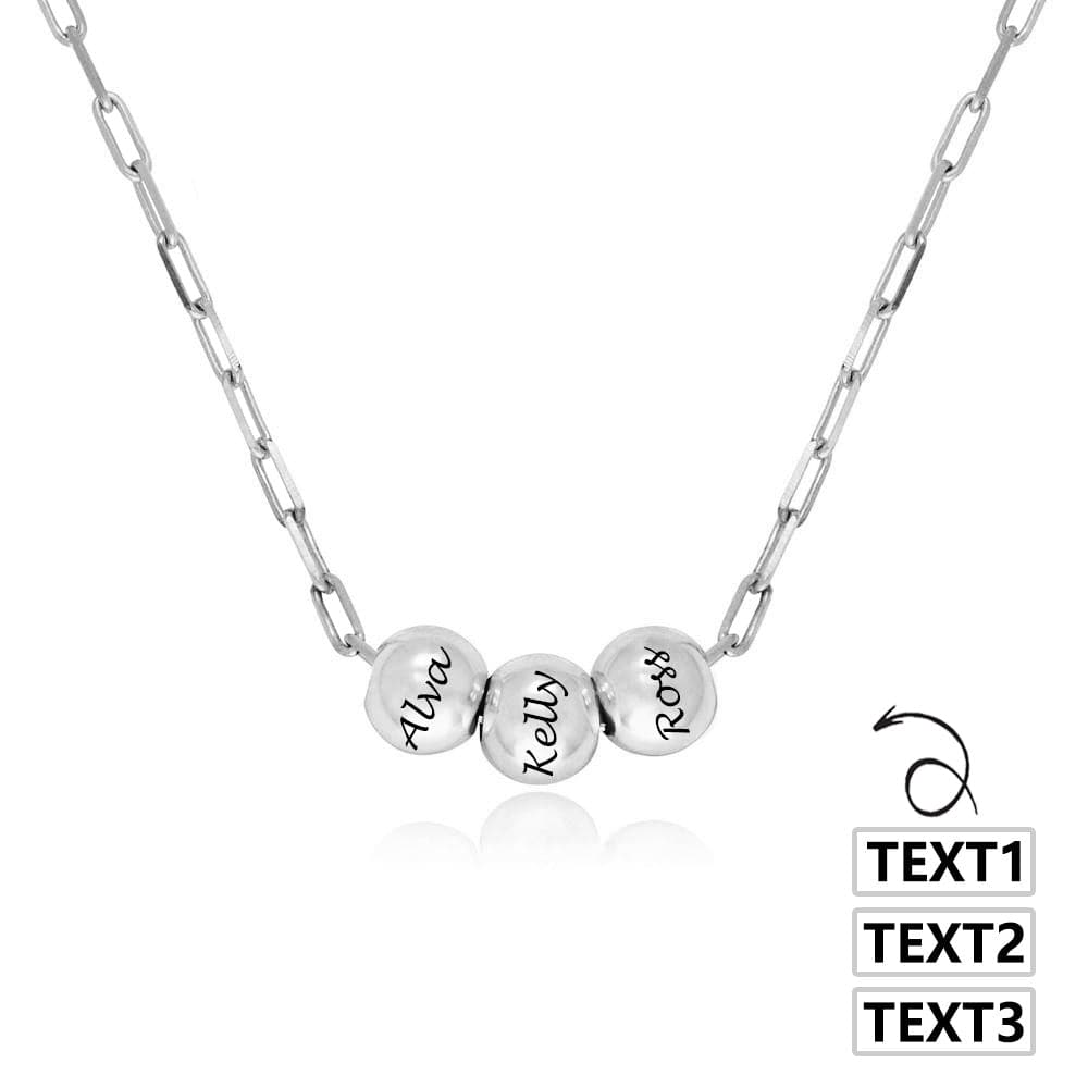 Custom Text Bead Necklace Personalized Silver Name Necklace Jewelry Design for Mother's Day Gift