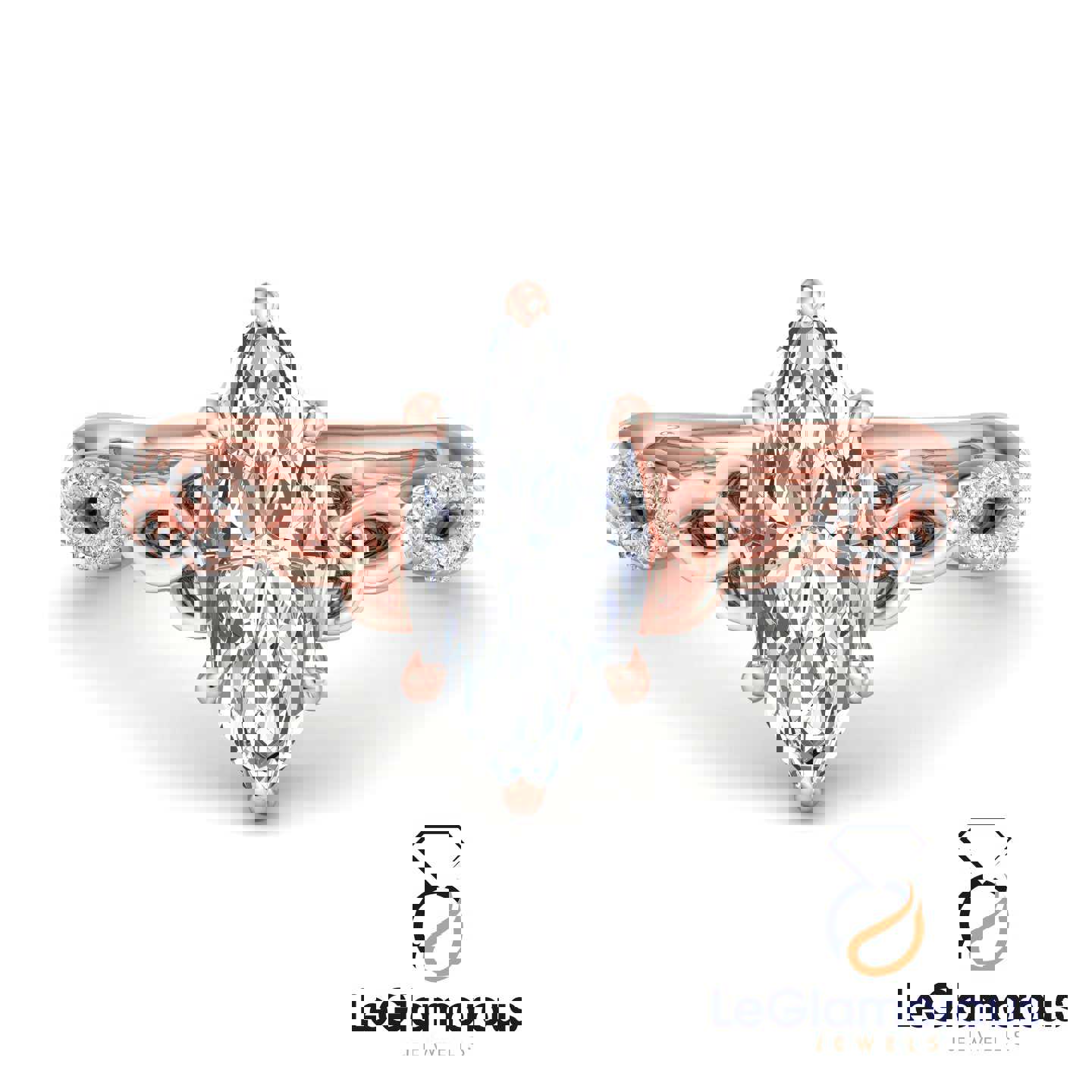 Hidden Halo Marquise Cut Pave Style Lab Grown Diamond Engagement Ring