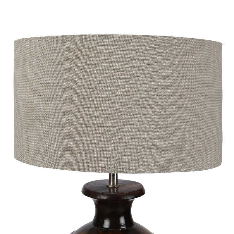 BTR CRAFTS Spotted Wooden Big Matki Table Lamp (Bulb not Included)