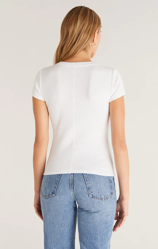 Z SUPPLY Sirena Tee - Ultra-Luxe Feather Rib Cap Sleeve Tee