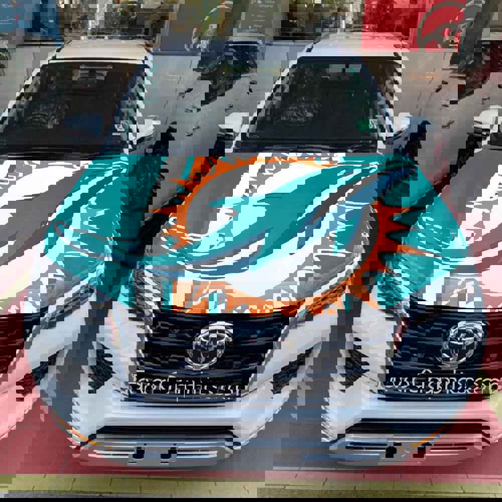 Miami Dolphins Itasha Car Vinyl Hood Wrap Decal Sticker