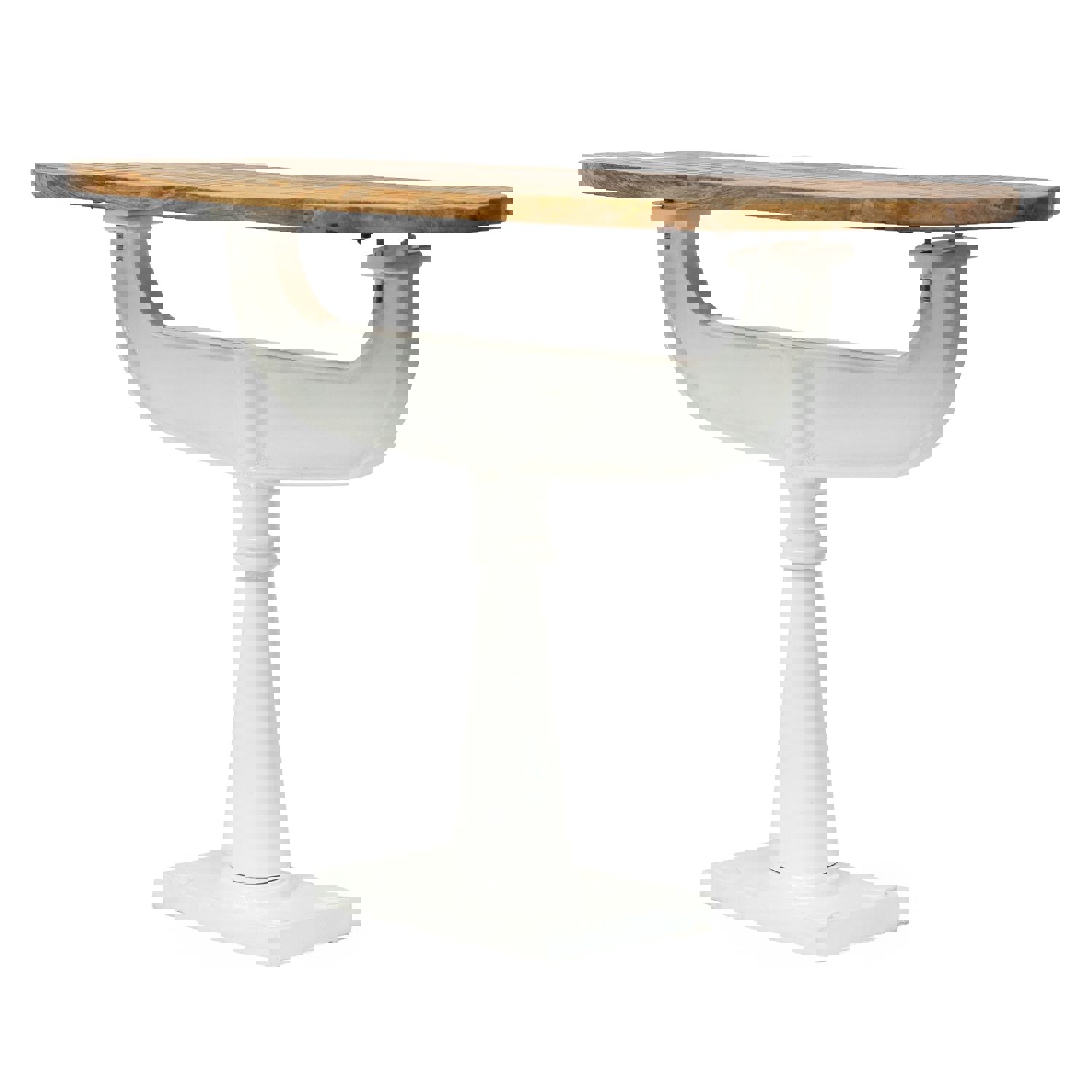 Outdoor Handcrafted Mango Wood Bistro Table, Natural and White - NH420513