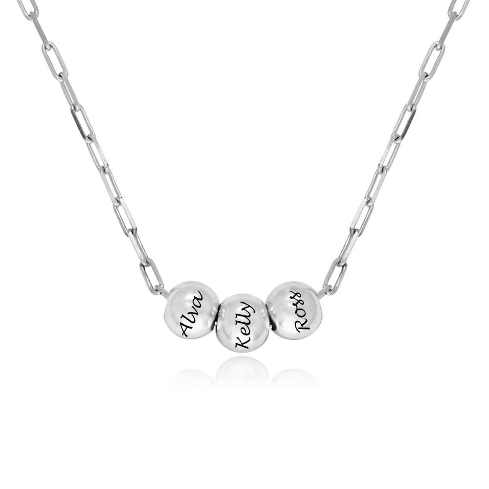 Custom Text Bead Necklace Personalized Silver Name Necklace Jewelry Design for Mother's Day Gift