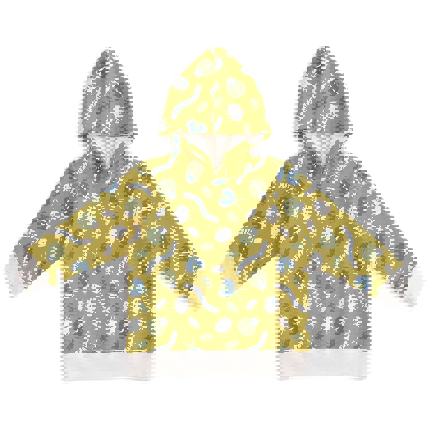 Hoodie - Busy Bugs Chartreuse & Blue