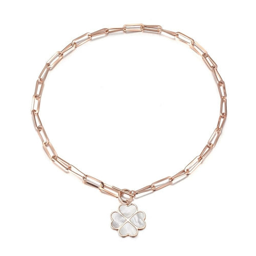 Lucky Four-Leaf Pendant Necklace - Elegant Rose Gold Jewelry for Women