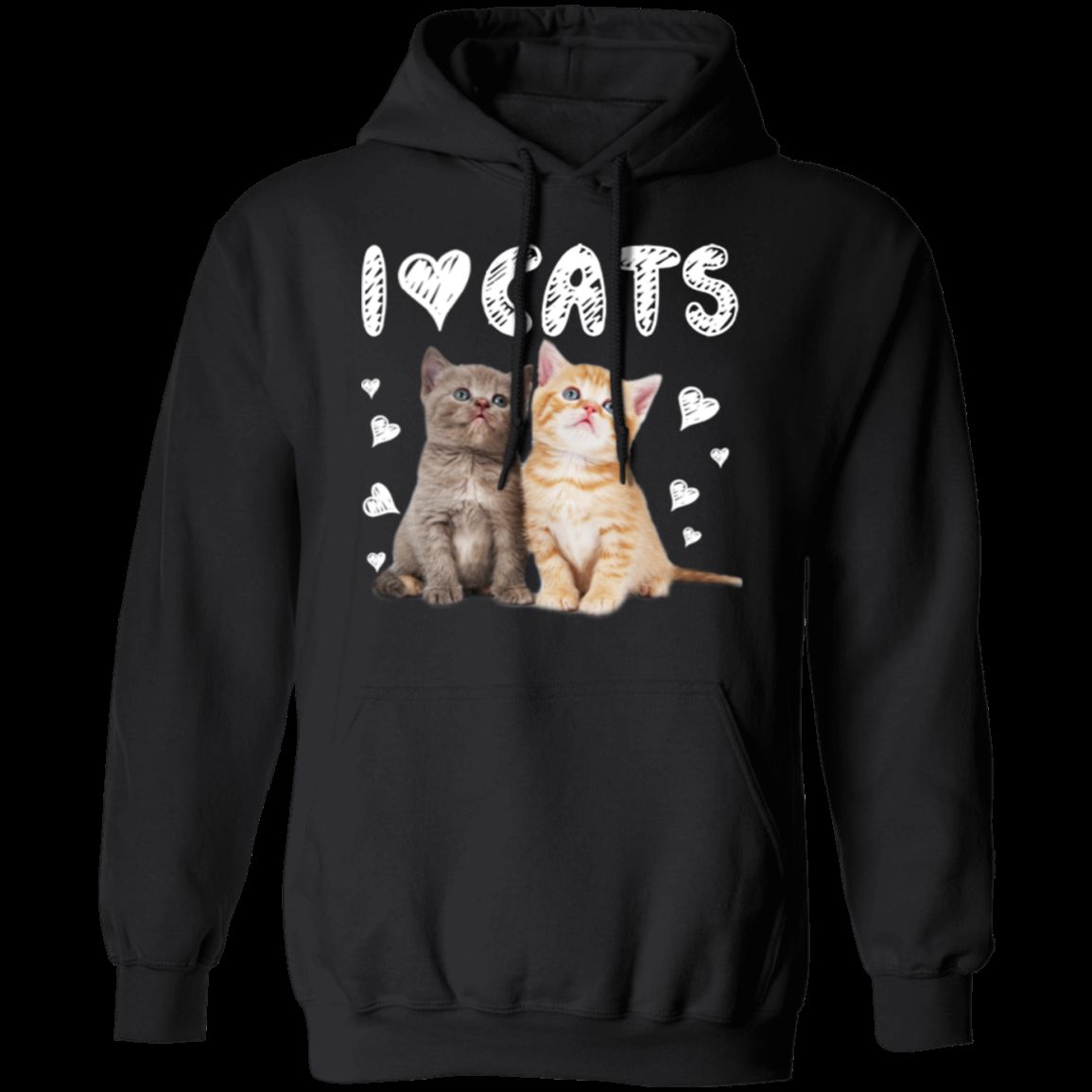 I LOVE CATS LADIES Pullover Hoodie 8 oz