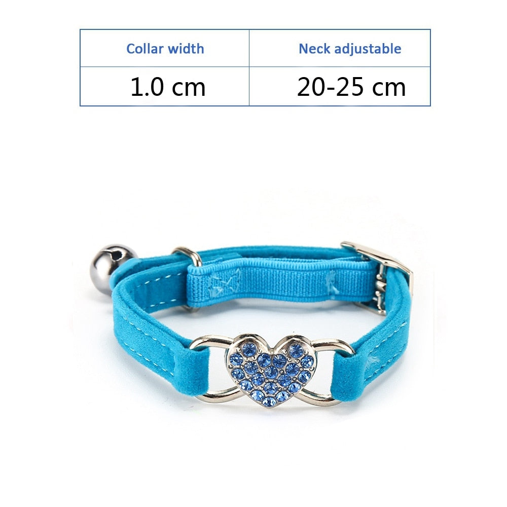 Velvet Breakaway Cat Collar with Bell - Pet Supplies for Cats and Dogs