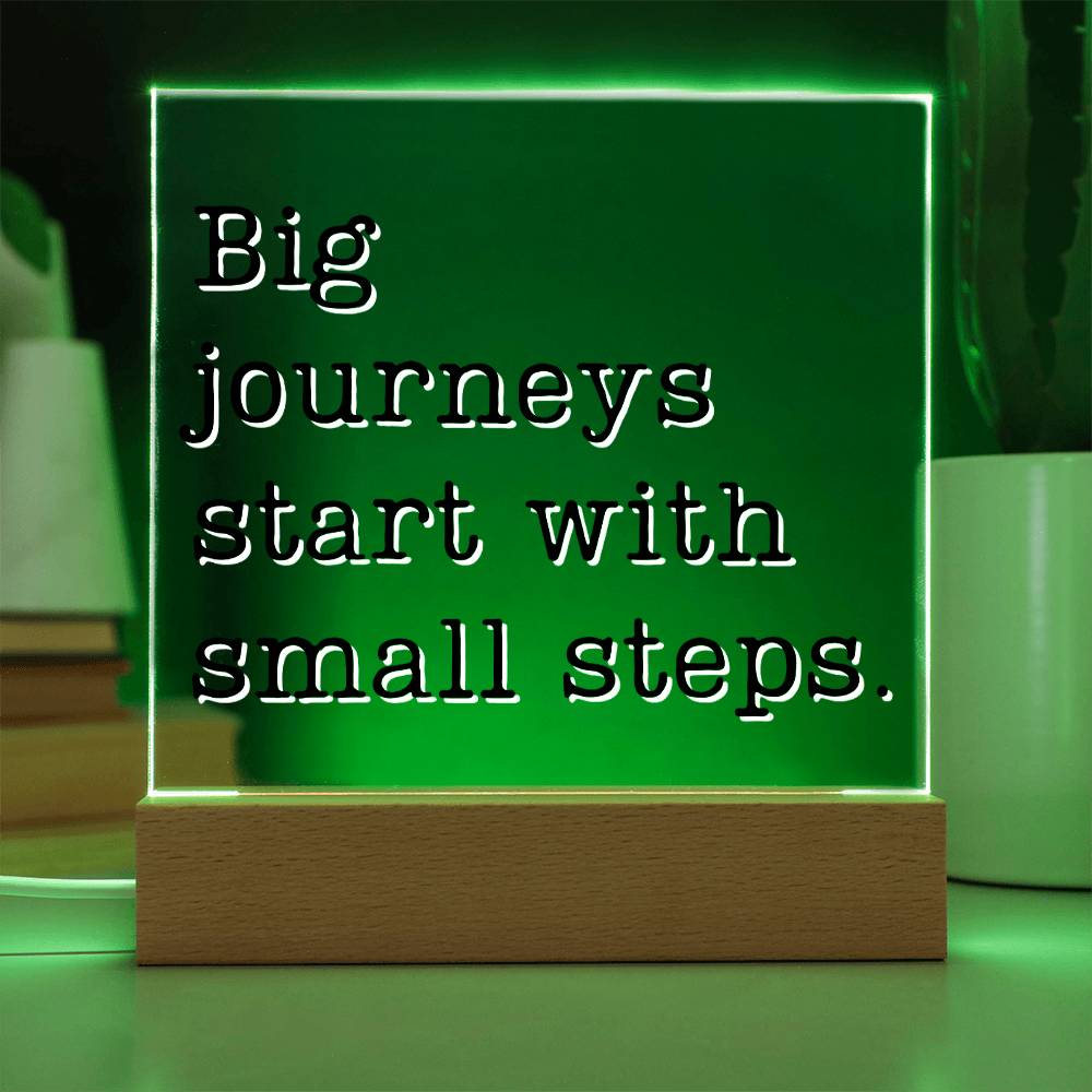 Start With Small Steps - Motivational Acrylic with LED Night Light - Inspirational Home Decor - Perfect Gift