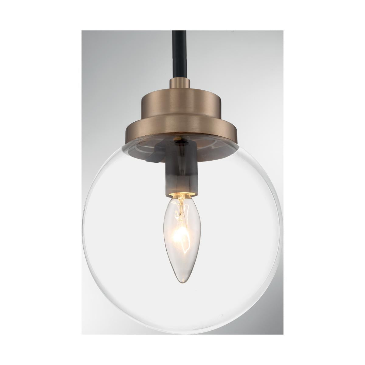 AXIS 1 LIGHT PENDANT - Clear Glass with Matte Black and Brass Accents