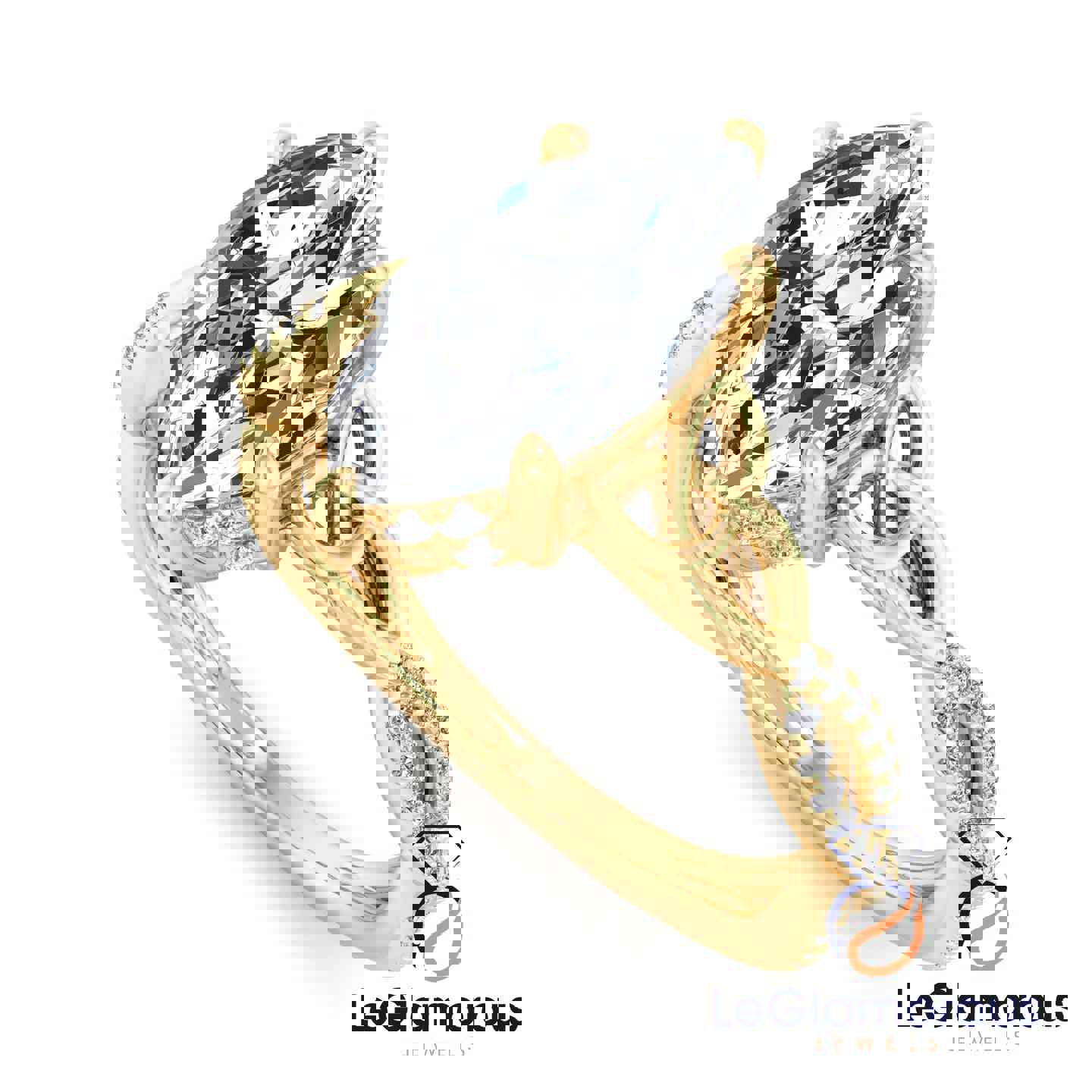 Hidden Halo Marquise Cut Pave Style Lab Grown Diamond Engagement Ring