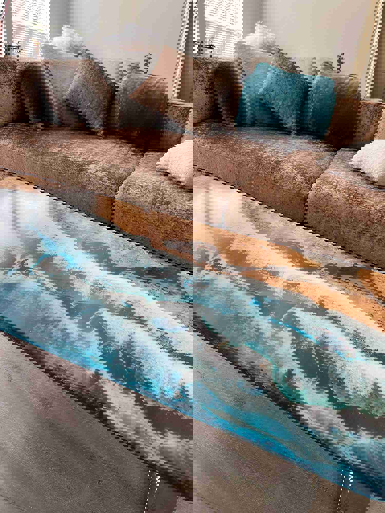 Modern Rectangular Epoxy Coffee Table