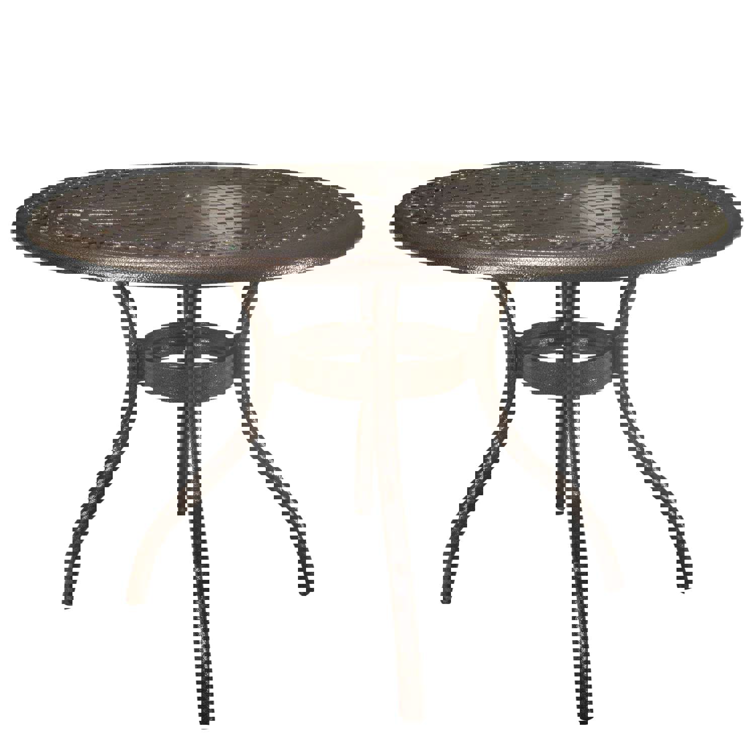 Kiawah Outdoor Circular Bronze Cast Aluminum Dining Table with Umbrella Hole
