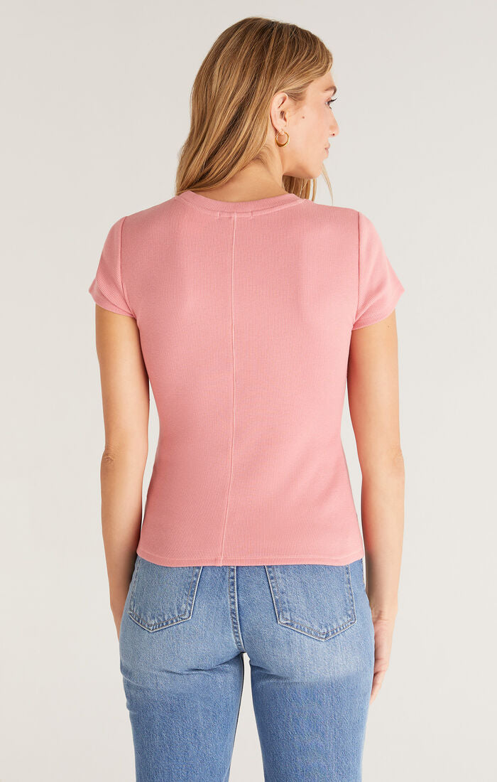 Z SUPPLY Sirena Tee - Ultra-Luxe Feather Rib Cap Sleeve Tee