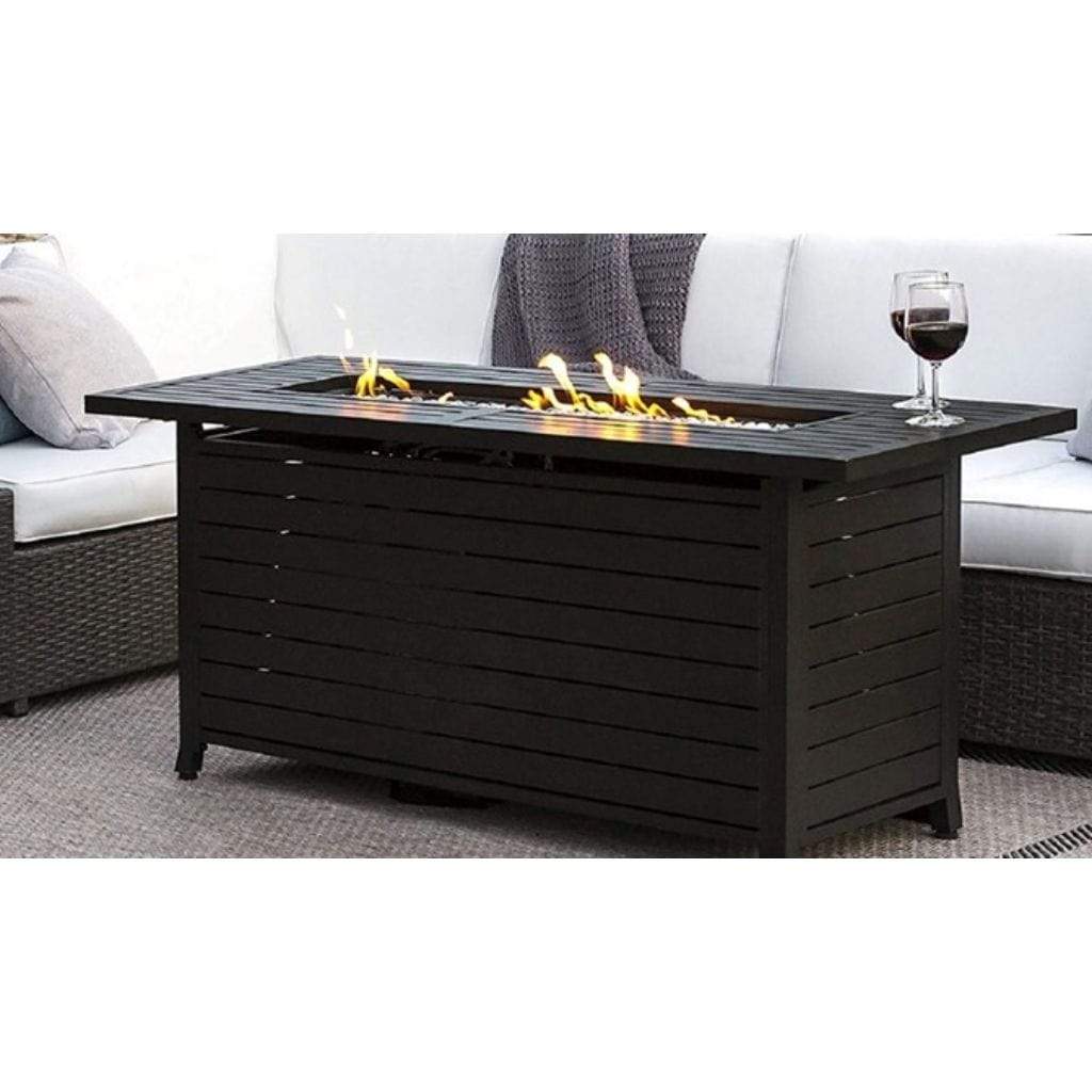 22 Black Mocha Rectangle Fire Pit with Wind Screen - AZ Patio Heaters